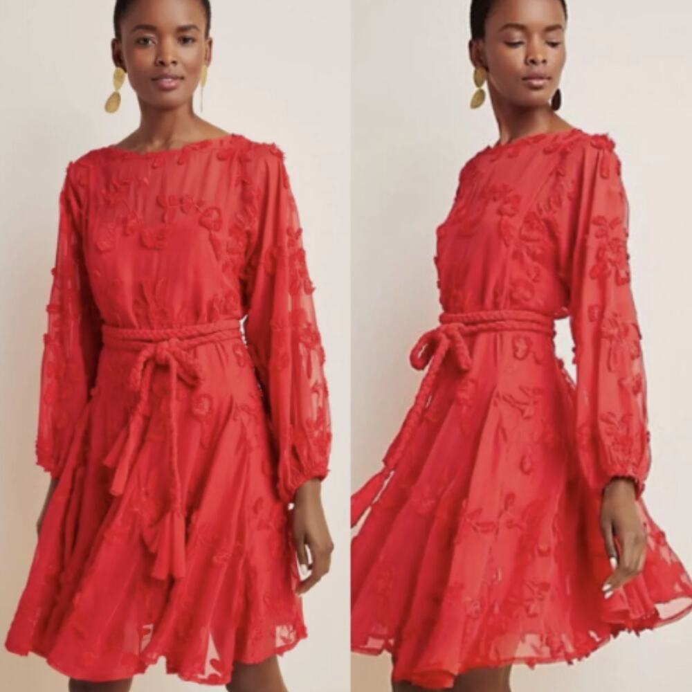 Anthropologie Red Mini Dress